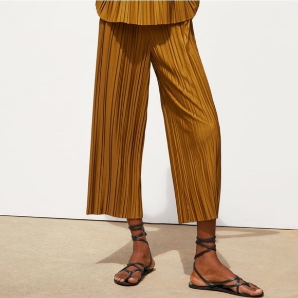 ZARA PLEATED GOLD TROUSERS PANTS BRAND NEW WITH TAGS SMALL - Picture 2 of 3